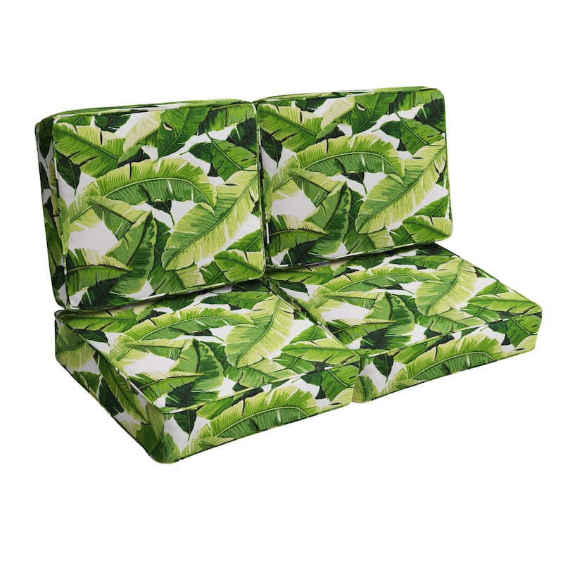 Green Indoor/ Outdoor 4-pc Deep Seating Cushion Loveseat Set