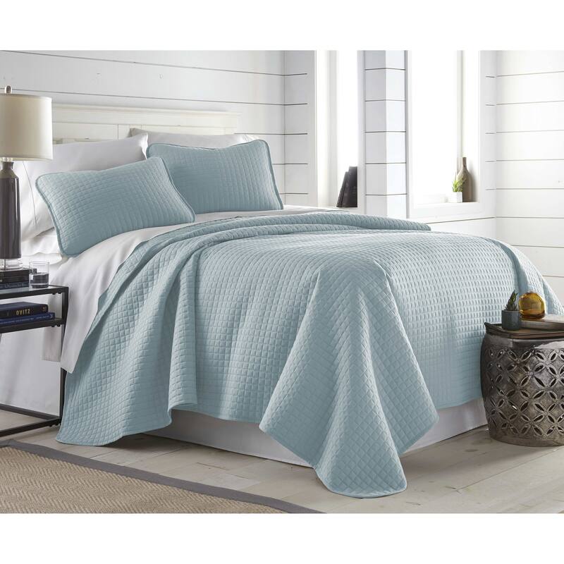 Oversized Solid 3-piece Quilt Set by Southshore Fine Linens - Sky blue - Full - Queen