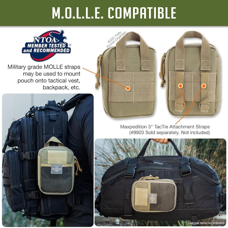 Lightweight Durable Fatty Pocket Organizer MOLLE Pouch, Khaki