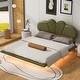 preview thumbnail 26 of 28, Full/Queen Size Upholstery LED Floating Bed with Headboard and Support Legs