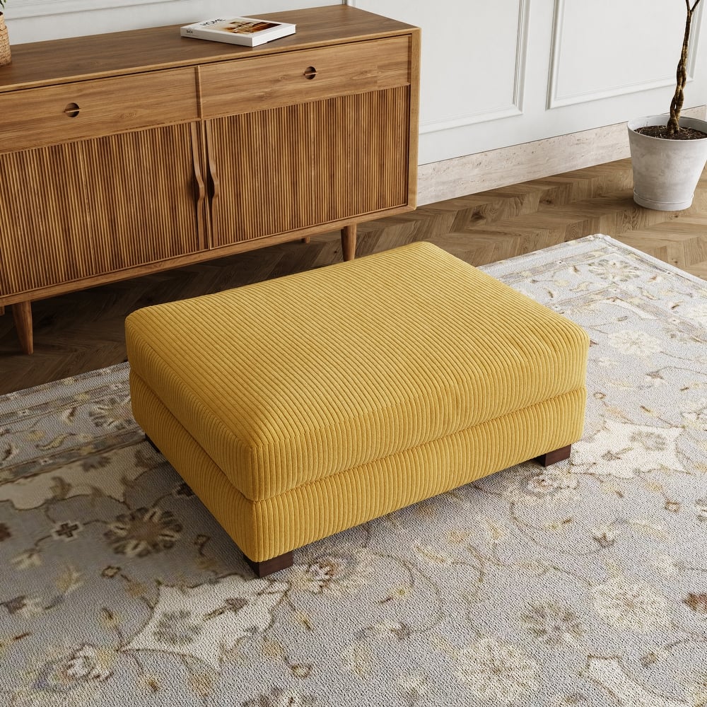 Rectangle Corduroy Ottoman for Living Room