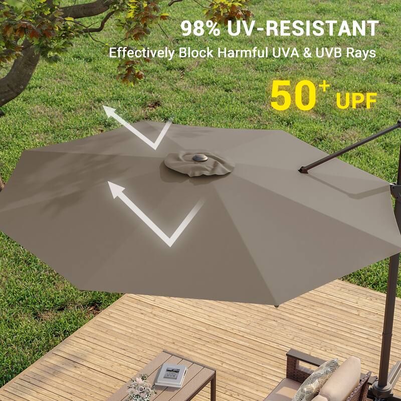 BONOSUKI Outdoor 10Ft Cantilever Offset Patio Umbrella, Hanging Market Umbrella