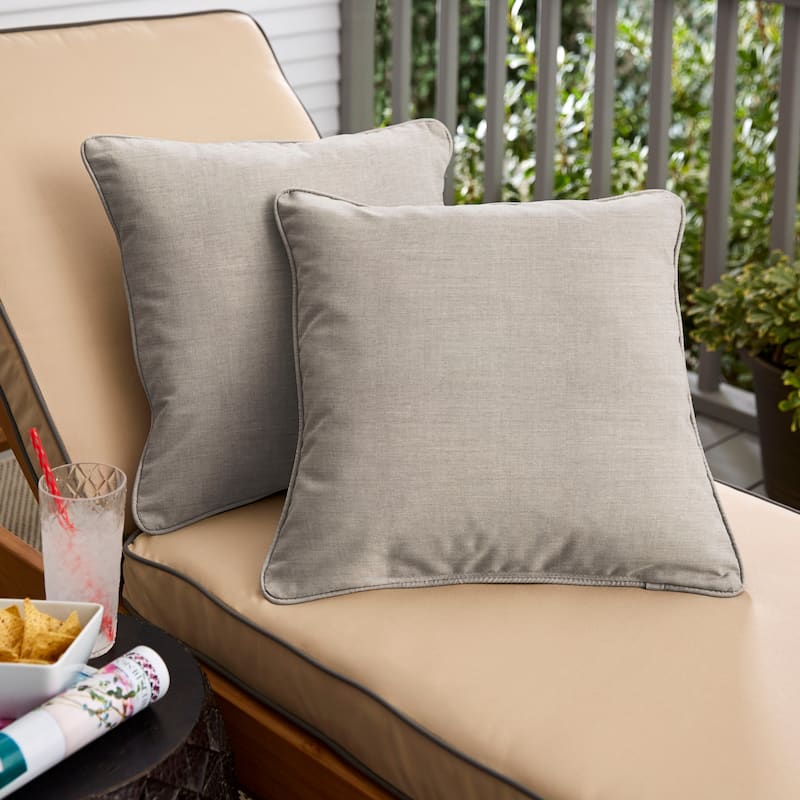 Sunbrella Cast Silver Corded Indoor/ Outdoor Pillow Set (Set of 2) - 16 in x 16 in