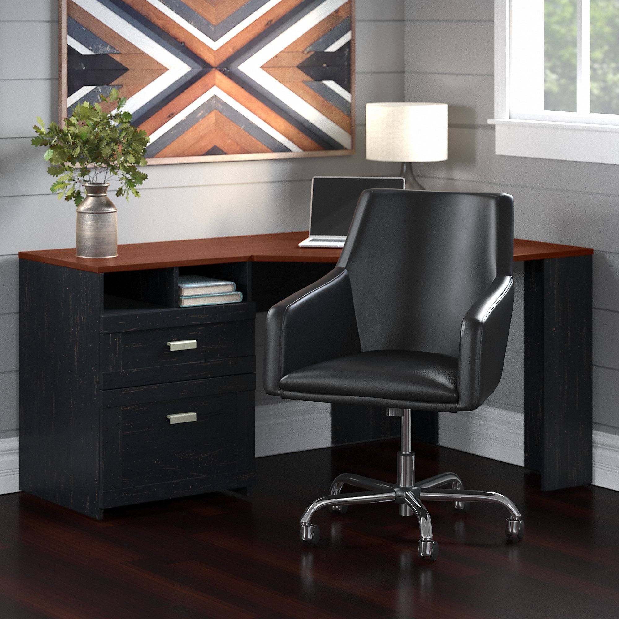 Wheaton 60W Reversible Corner Desk and Chair Set by Bush Furniture