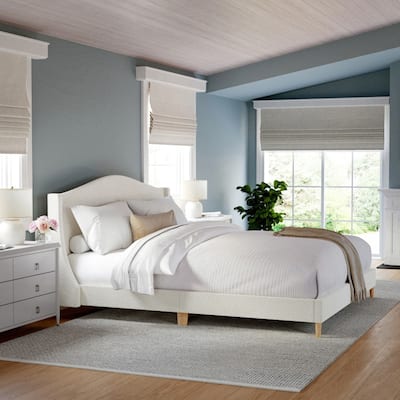 Martha Stewart Upholstered Platform Bed with Curved Headboard