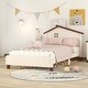 preview thumbnail 8 of 10, Twin Size Wood Platform Bed with House-Shaped Headboard Cream