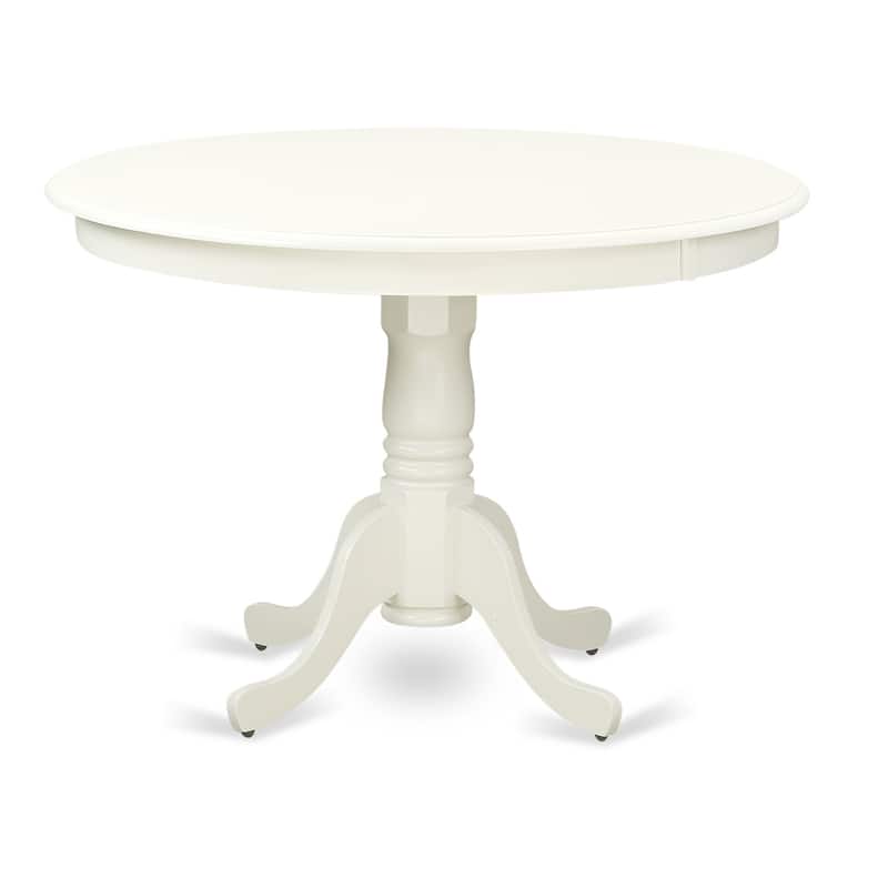 Dining Table Set for 4 - 42 Inch Round Kitchen Table with 4 Chairs - Linen White Finish