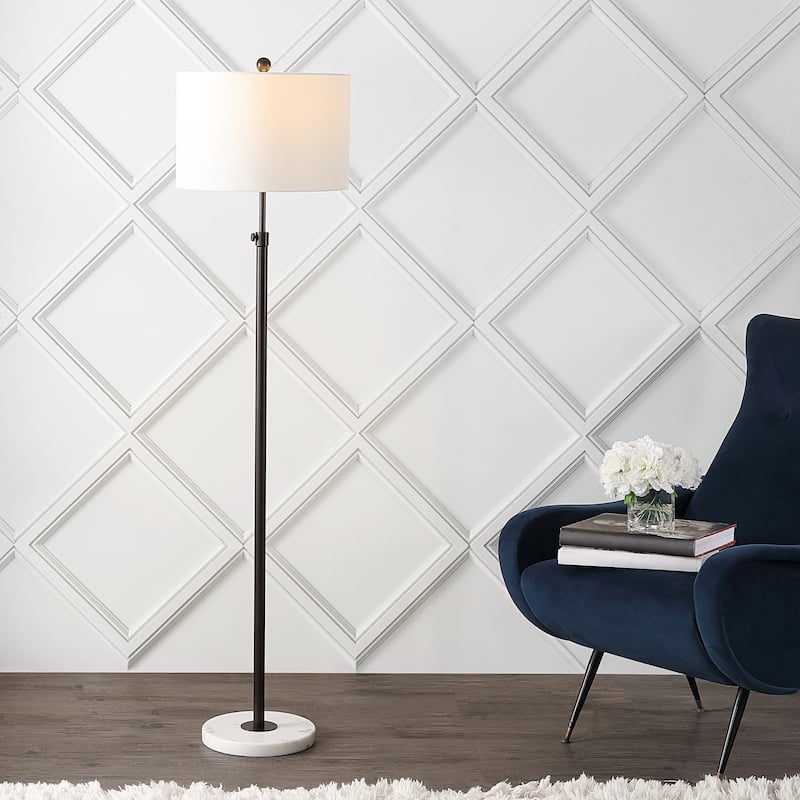 June 65" Adjustable Metal/Marble LED Floor Lamp by JONATHAN Y - 57-65" H x 15" W x 15" D