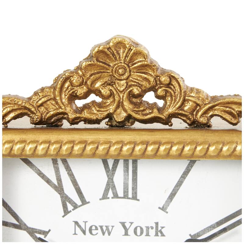 Metal Scroll Antique Style Decorative Clock - Gold - Roche River Decor