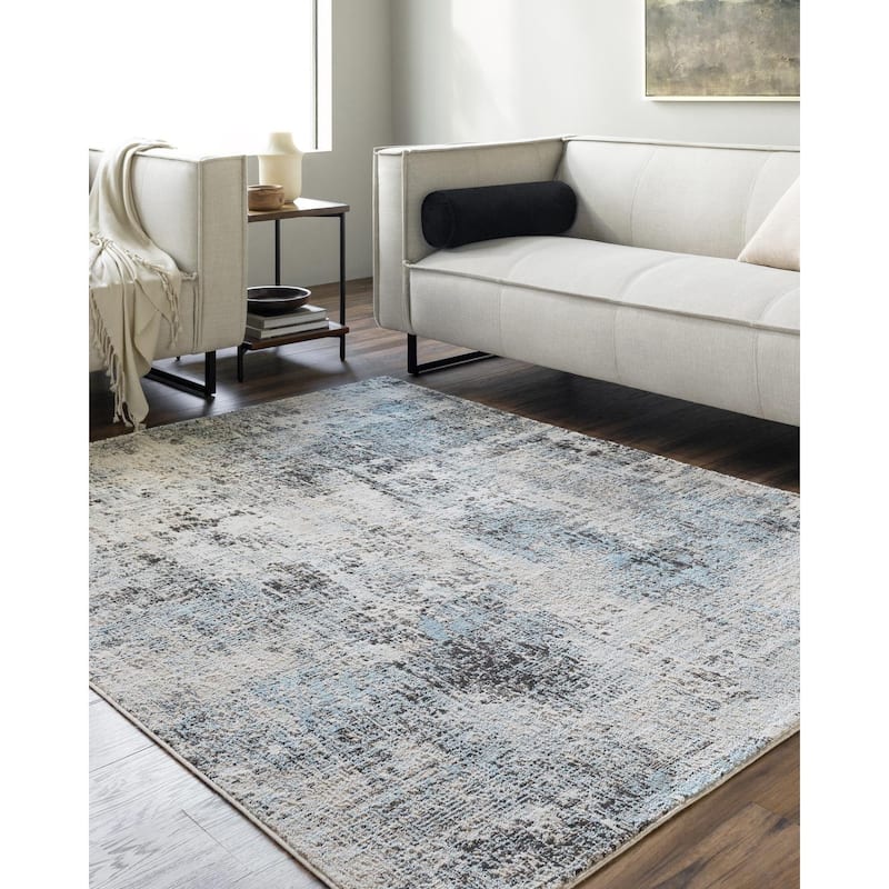 Livabliss Casual Allegro Abstract Area Rug - 6'7" x 9' - Blue/Charcoal/Ivory
