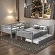 preview thumbnail 1 of 15, Twin over Full Bunk Bed with Ladder, Twin Size Trundle,Box Spring Not Required Grey