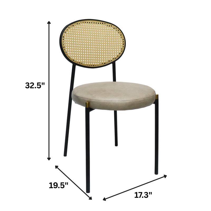 Leisuremod 5-Piece Dining Set with 1 Modern Solid Wood Top Round Dining Table and 4 Velvet/Leather Upholstered Chairs