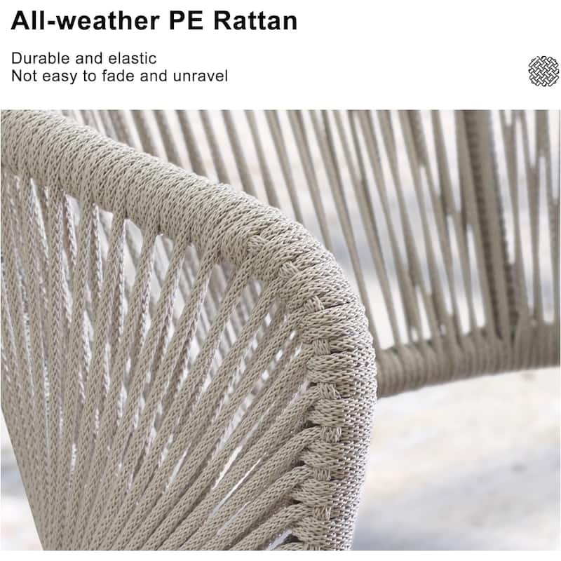 PURPLE LEAF Bar Stool Set of 2 Outdoor Rattan Bar Chair with Back Metal Bar Height Stool Wicker Barstool Dark Grey - N/A