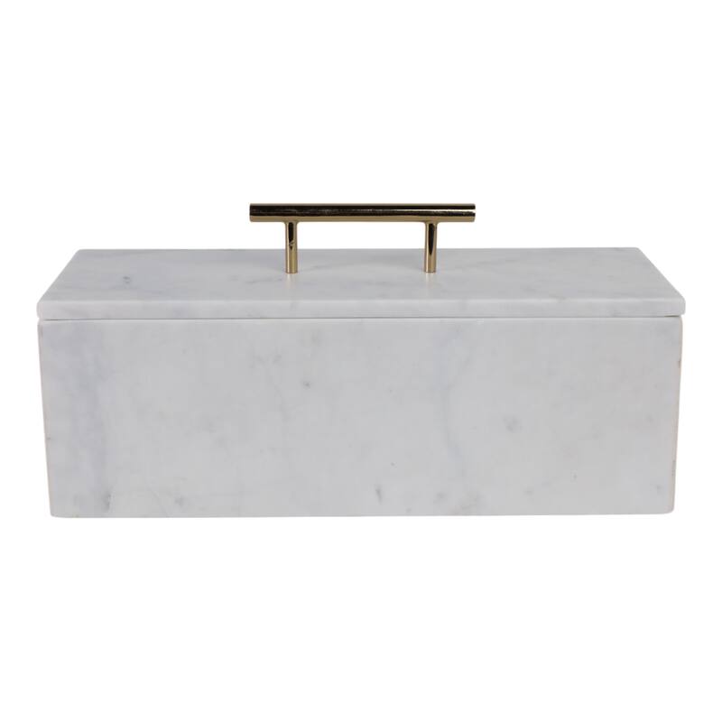 Marble Decorative Box Lidded Container Modern Handle Accent Luxury