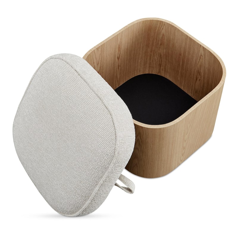 NADAAL STUDIOS Clarisse, Storage Stool With Upholstered Seat - 20"W x20"D x19"H