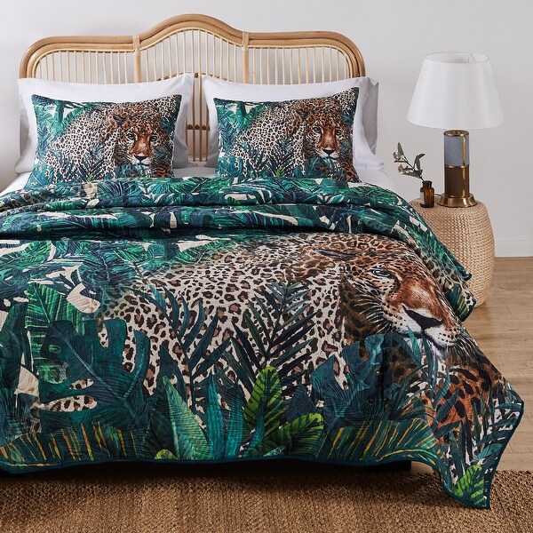 Barefoot Bungalow Jungle Cat Quilt and Pillow Sham Set. Opens flyout.