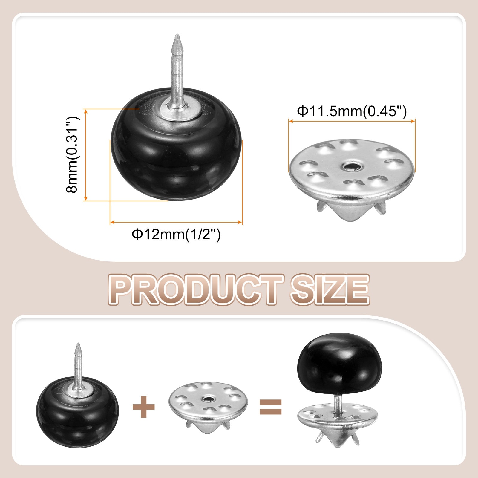 No Sew Pearl Buttons Cover Up Pins Removable Reusable Craft Button for Shirt Dress DIY Crafts Clothes Decoration - 12mm