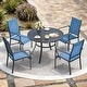 preview thumbnail 2 of 7, Patio Dining Set, Outdoor Dining Table and Chairs Set with Textilene Chairs, Adjustable Umbrella Hole for Garden, Backyard