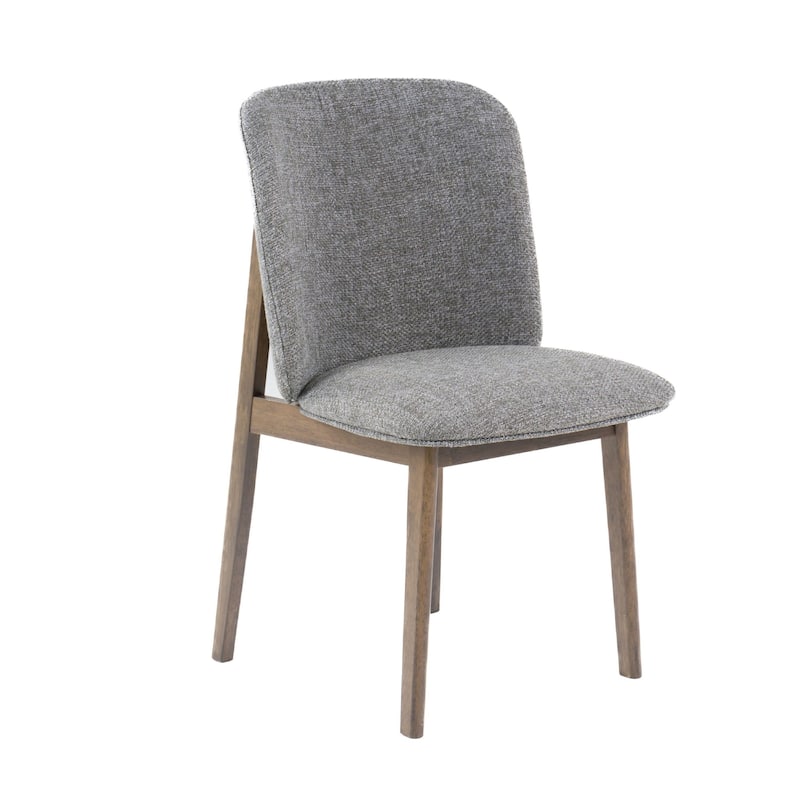 Cid Estele Dining Side Chair Set of 2, Gray Fabric, Wenge Brown Wood
