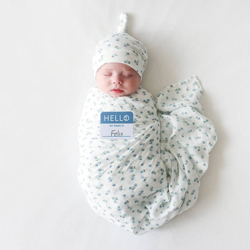 lulujo Hello World Hat & Swaddle Set