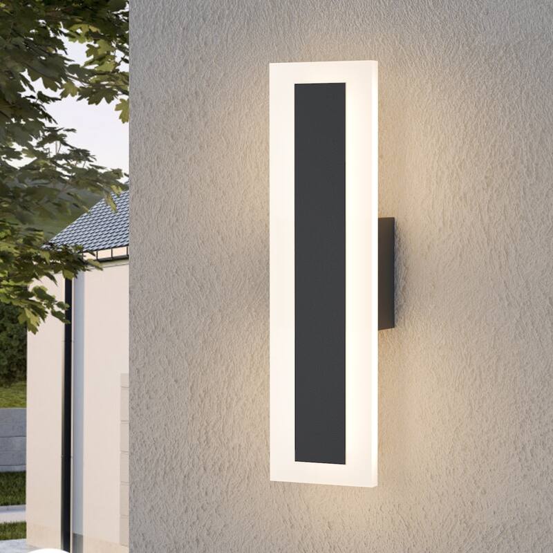 Outdoor Linear Integrated LED Wall Sconce Light Fixture with Bracket