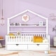 preview thumbnail 1 of 22, Full House Bed with Drawers and Fence-Shaped Guardrail White