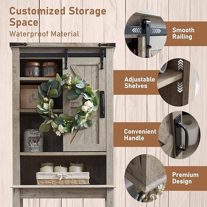 Farmhouse Over The Toilet Storage Cabinet, Cabinet Over Toilet