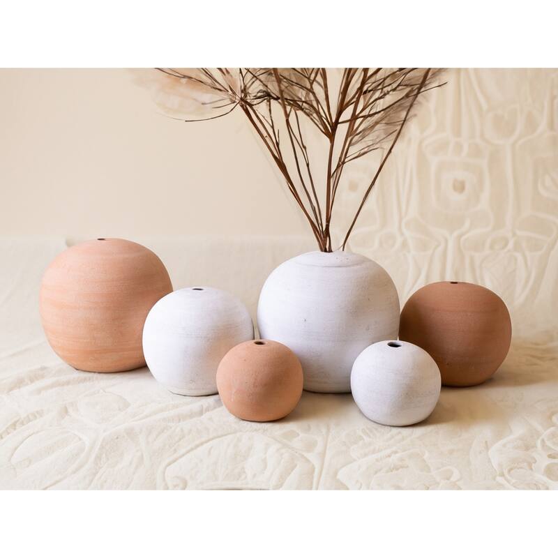 Medium Clay Sphere Accent Tabletop Decoration - 16" - Beige