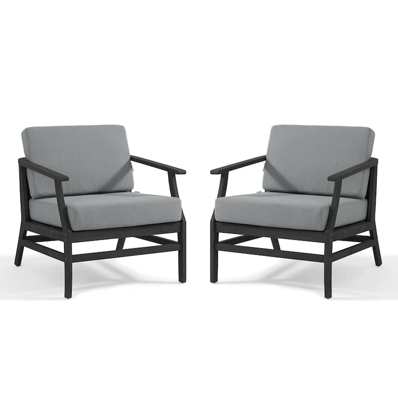 5-Piece Outdoor Teak Wood Patio Conversation Set with Cushions