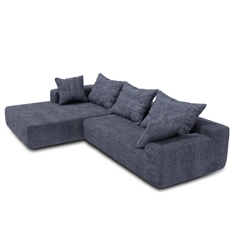 Momei L-Shaped Sofa - High-Density Foam with Spring, Multiple Cushions, Living Room
