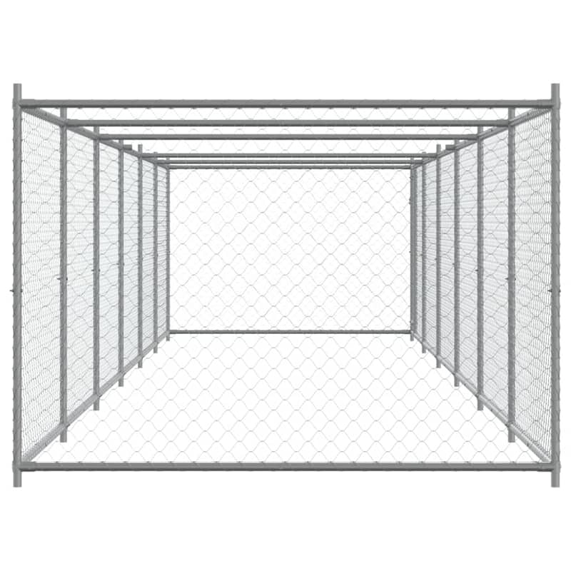 vidaXL Dog Cage Grey Galvanized Steel Durable Dog Cage