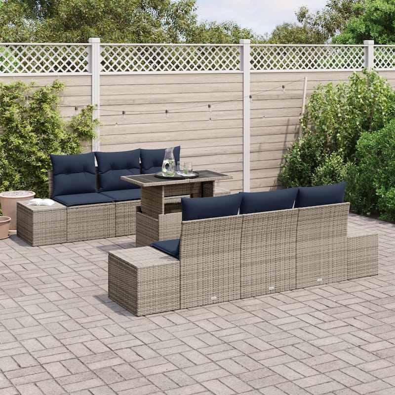 vidaXL 7 Piece Garden Sofa Set with Cushions - 94.1×24.4×27.2