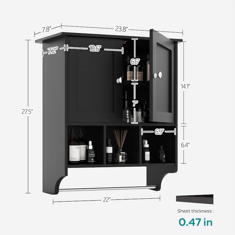 Wall Mounted Wood Bathroom Cabinet with Towel Bar