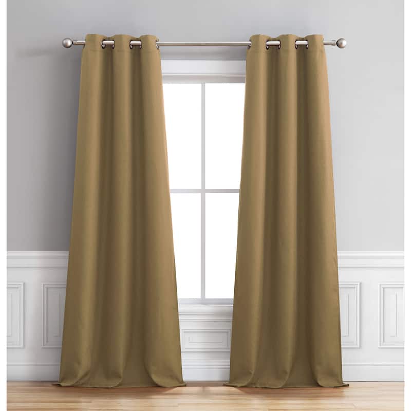 Bella Luna Henley Room Darkening 84-inch Grommet Curtain Panel Pair - 76 x 84 - Taupe