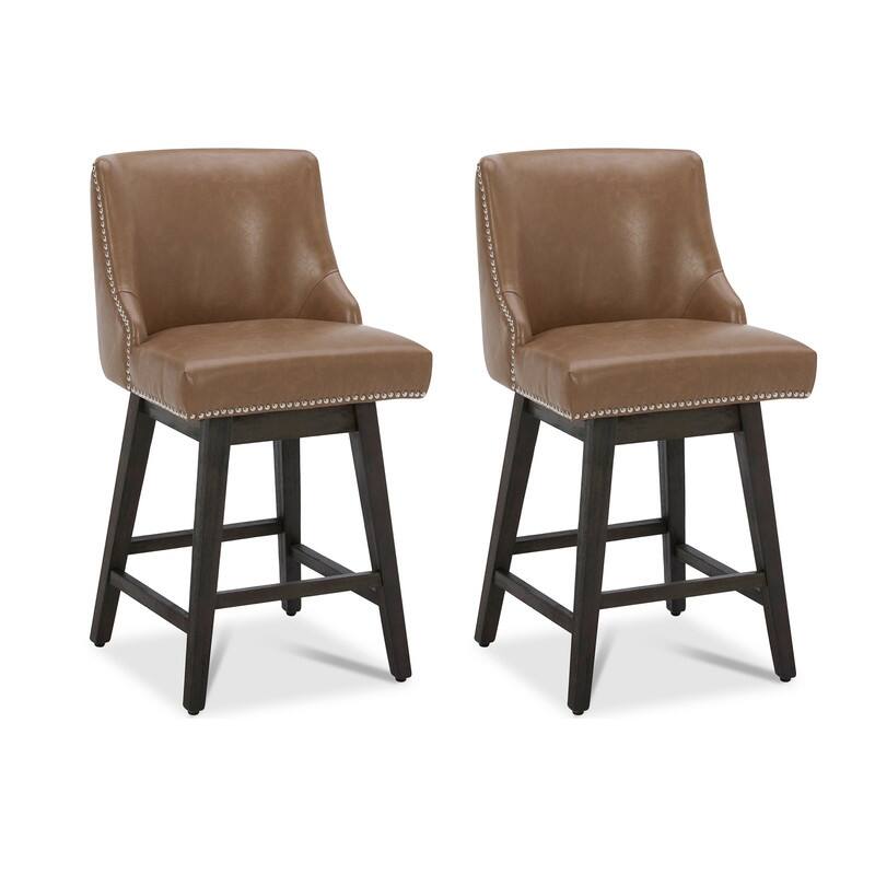 Spruce & Spring Oliver Counter Height Swivel Barstool Set - Set of 2 - Saddle Brown - Counter Height