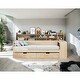 preview thumbnail 1 of 17, Multi-functional Twin Size Daybed Bed Frame with Study Desk Shelf and 2 Storage Drawer Natural