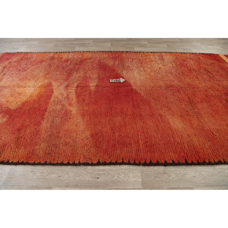 Antique Tribal Moroccan Oriental Area Rug Wool Handmade Carpet - 6'4" x 13'6"