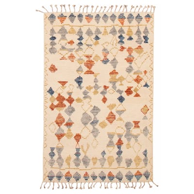 ECARPETGALLERY Hand-knotted Tangier Cream Wool Rug - 5'1 x 7'10