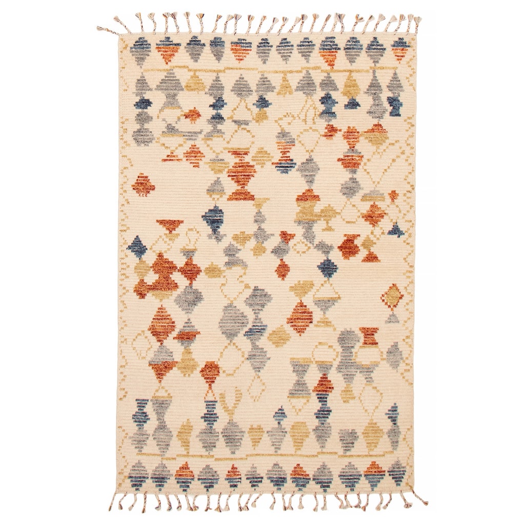 ECARPETGALLERY Hand-knotted Tangier Cream Wool Rug - 5'1 x 7'10