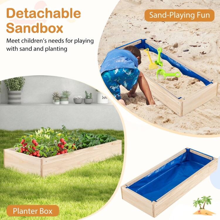 Outdoor Play Pretend Kitchen with Detachable Sandbox and Removable Sink-Natural - Multi