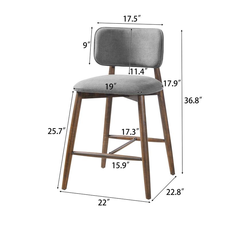 Christopher Knight Home - Monteria Modern Upholstered Bar Stool with Padded Seat & Curved Backrest, Set of 2 - 22.83"W