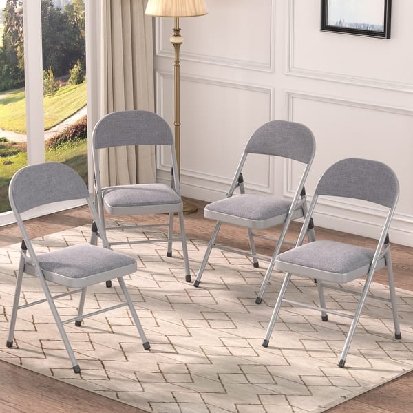 Heavy Duty Pack White Folding Chairs With Padded Seats, Portable