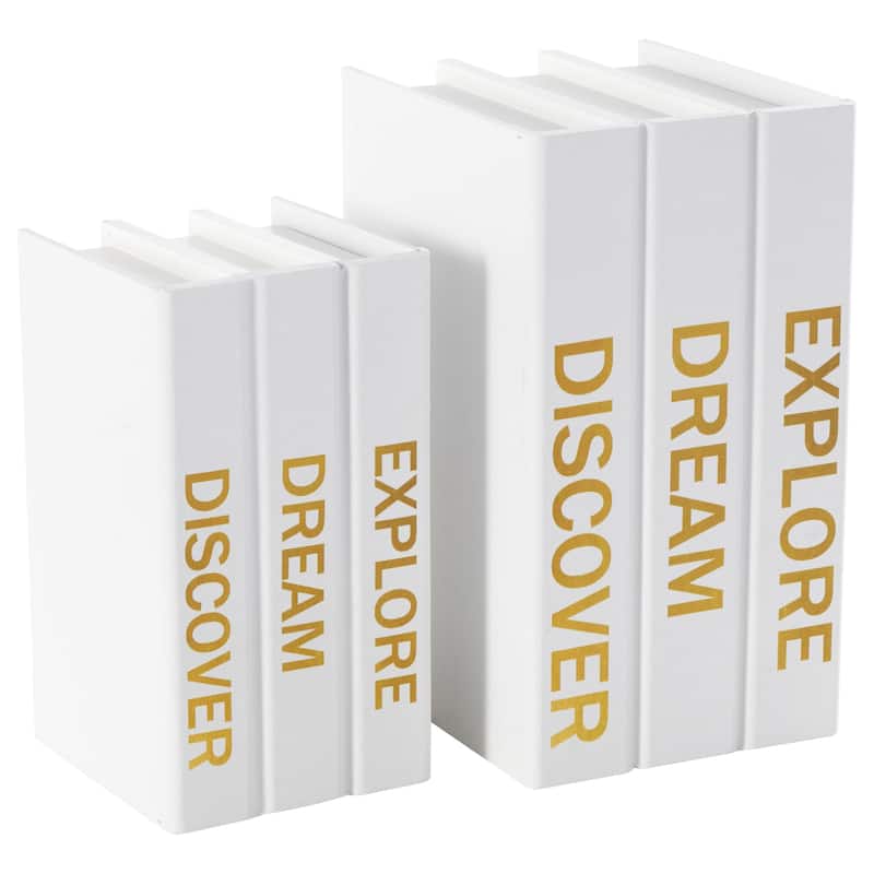 Black or White Canvas Box with White or Gold Explore, Dream, Discover Text (Set of 2)