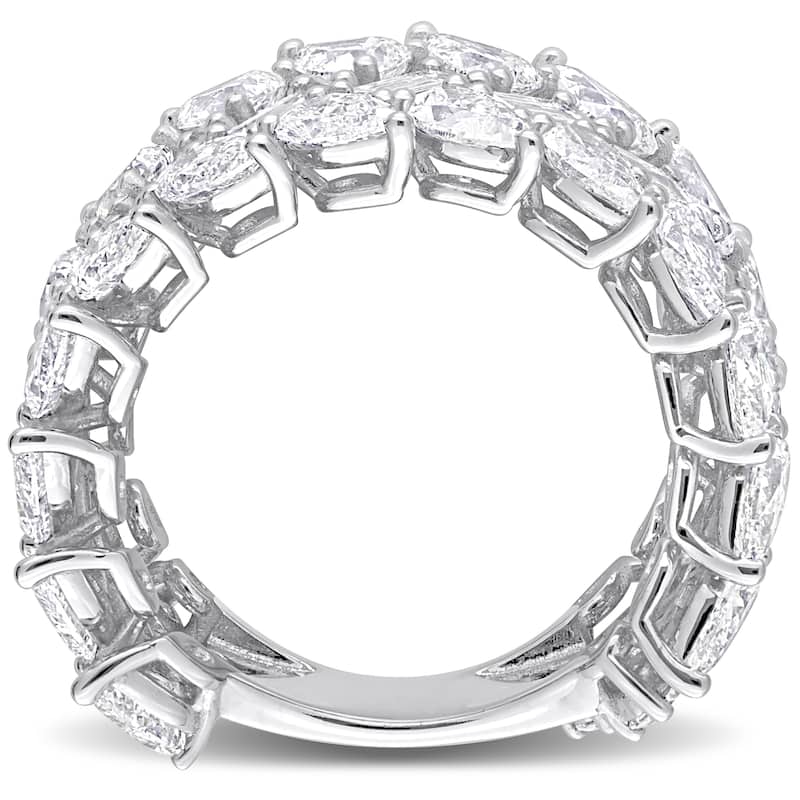 Miadora 6 5/8ct TDW Multi-shape Diamond Three-Row Ring in 14k White Gold