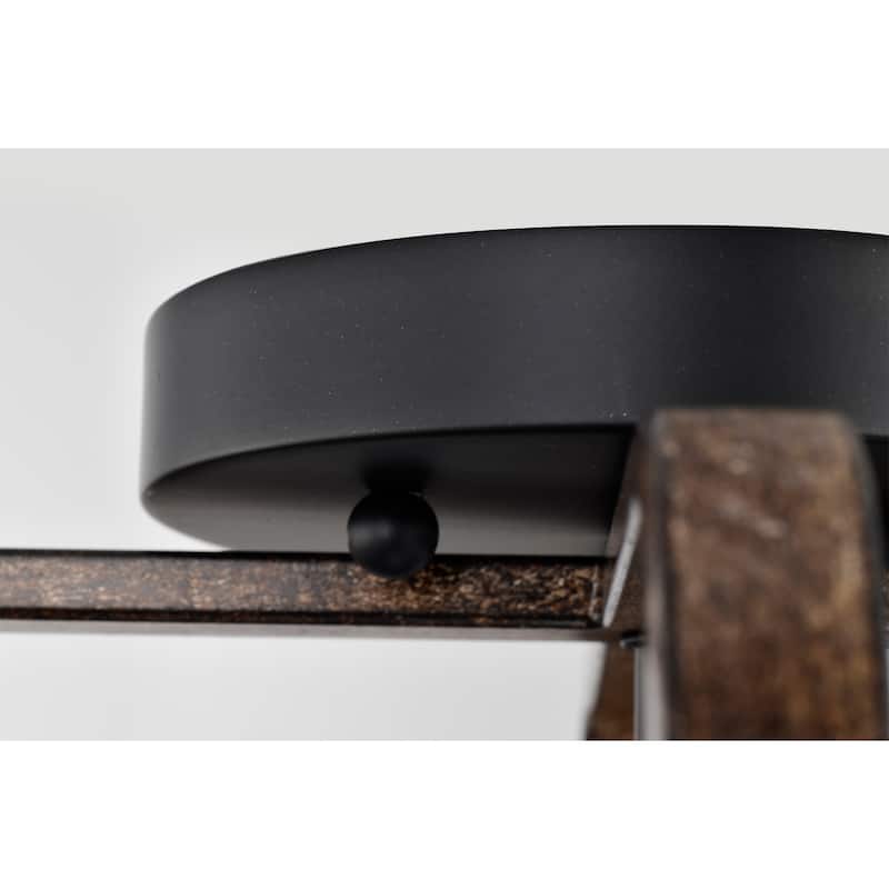 Juno Semi Flush Mount Ceiling Light Matte Black and Wood Grain Finish 4-Light - N/A