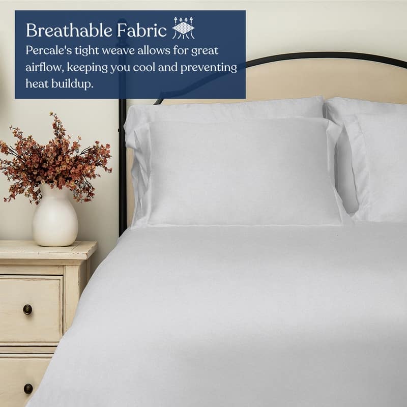 Delara 100% Organic Cotton Percale Weave Duvet Cover Set, GOTS Certified, 400 Thread Count