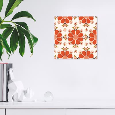 Wynwood Studio Canvas Abstract Retropop Decor Flower Orange and Dark Orange Modern & Contemporary Wall Art Canvas Print