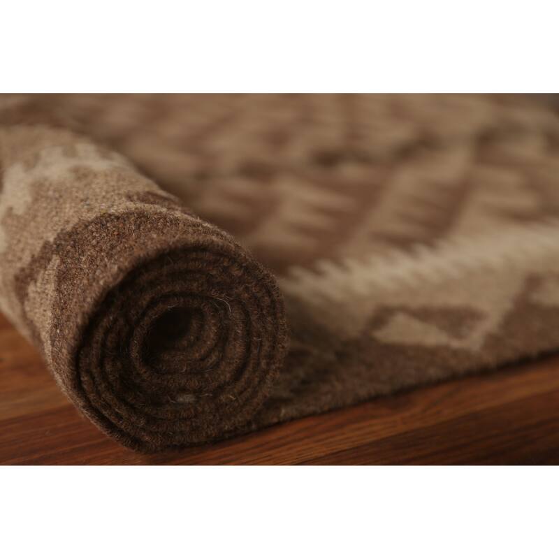 Tribal Geometric Kilim Area Rug Flat-weave Oriental Wool Carpet - 4'10" x 6'8"