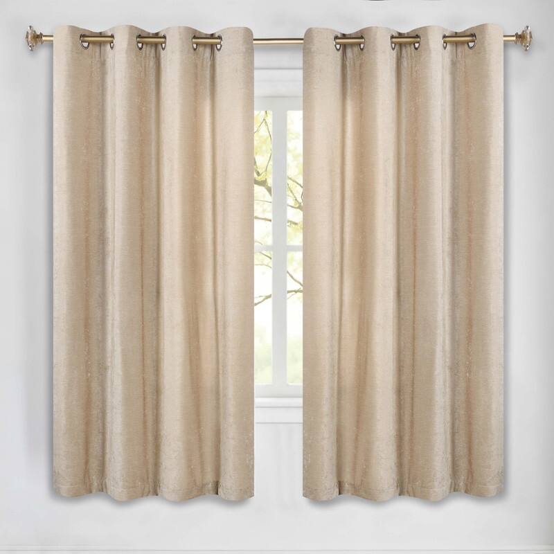 Superior Noor Semi-Blackout Chenille Grommet Curtains, Set of 2 Panels - 52" x63" - Beige