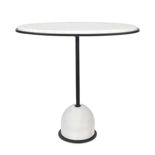 Uttermost Morro White Marble Side Table - 24.25"W x 10.5"D x 23.25"H